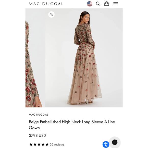 MAC DUGGAL Beige Embellished High Neck Long Sleev
Gown - Picture 10 of 10